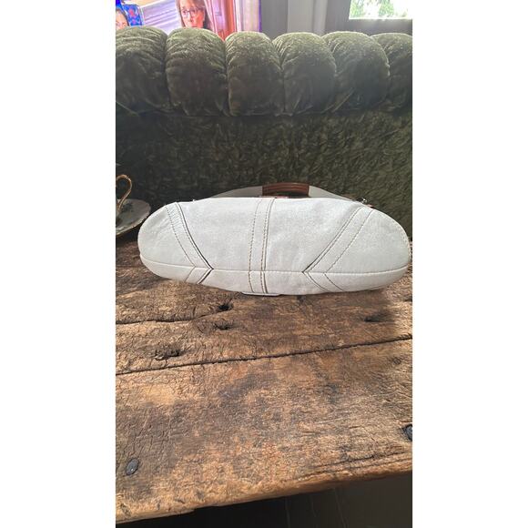 Vintage Coach Mini Soho Shoulder Bag – Cream Jacquard & Cognac Leather Trim - Picture 3 of 4